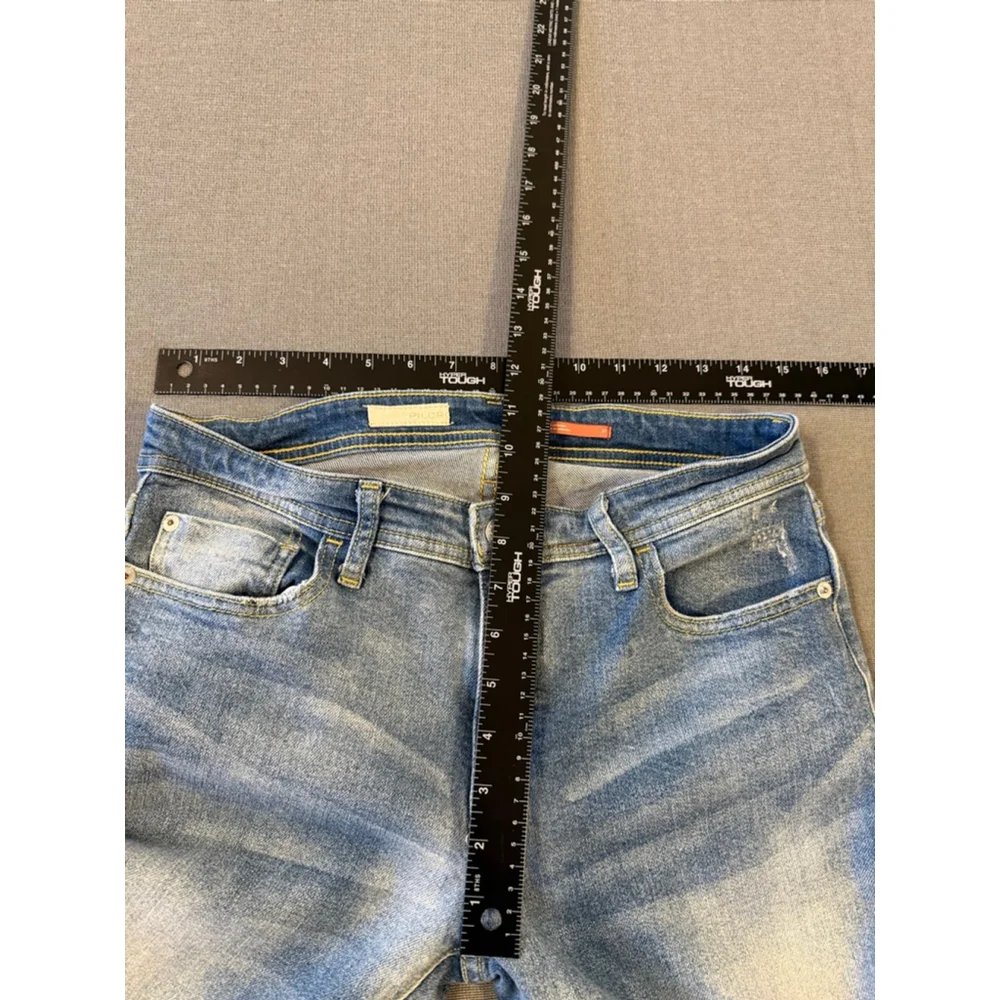 Anthropologie Pilcro denim jeans distressed light blue straight leg size 27